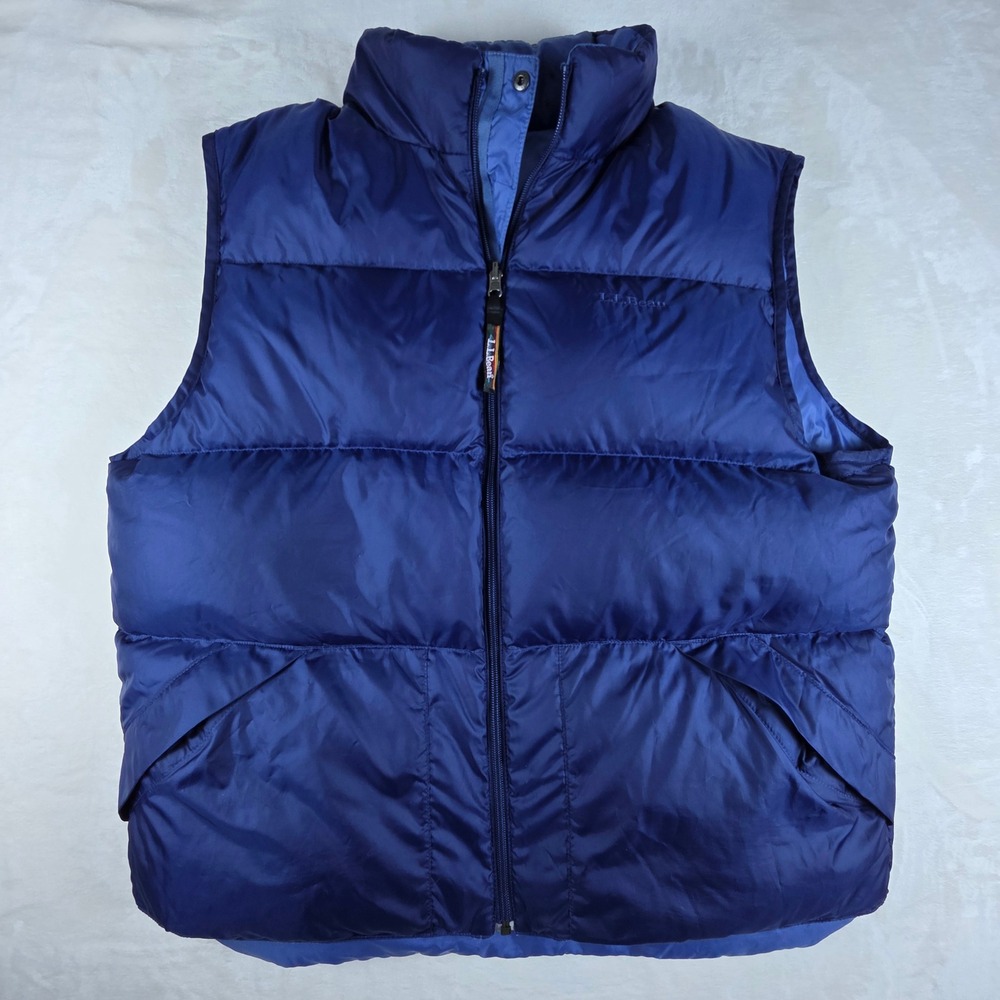 L.L. Bean Puffer Vest Mens Large Blue Goose Down Full Zip Outdoor Gorpcore 0VC66